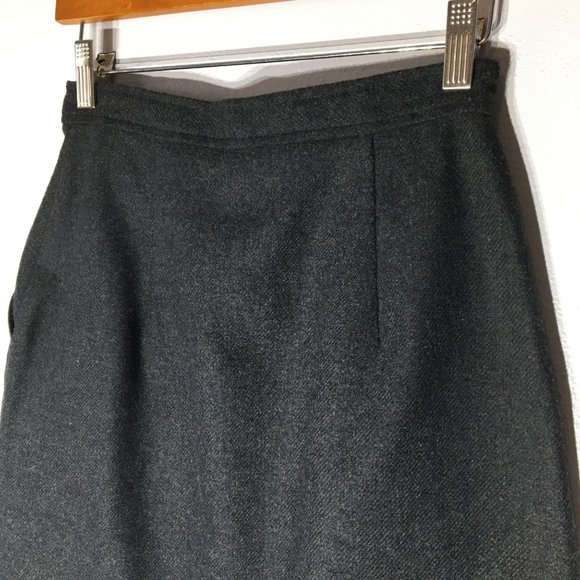 Vintage 80s 90s Dark Grey Business Skirt, Retro Button Waist Casual Office Skirt - Picture 8 of 12